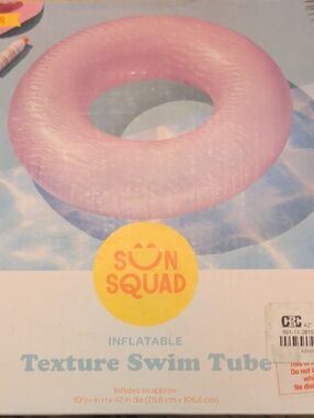 Sun Squad Pink Inflatable Texture Swim Tube